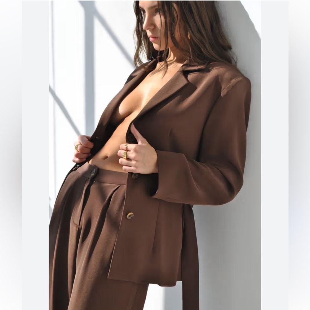 Mirror Palais oversized low rise crepe wide leg pants trousers
